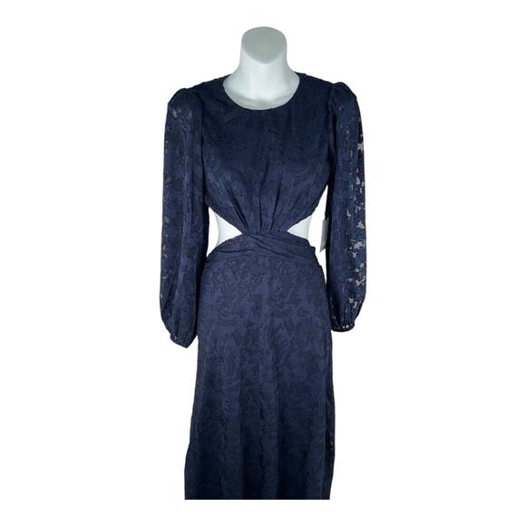 ASTR the Label Cutout Burnout Floral Dress NWT Size XS Blue Open Back High Neck - Picture 5 of 13